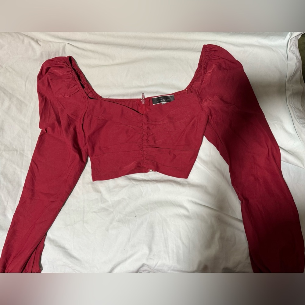 Red crop top long sleeve